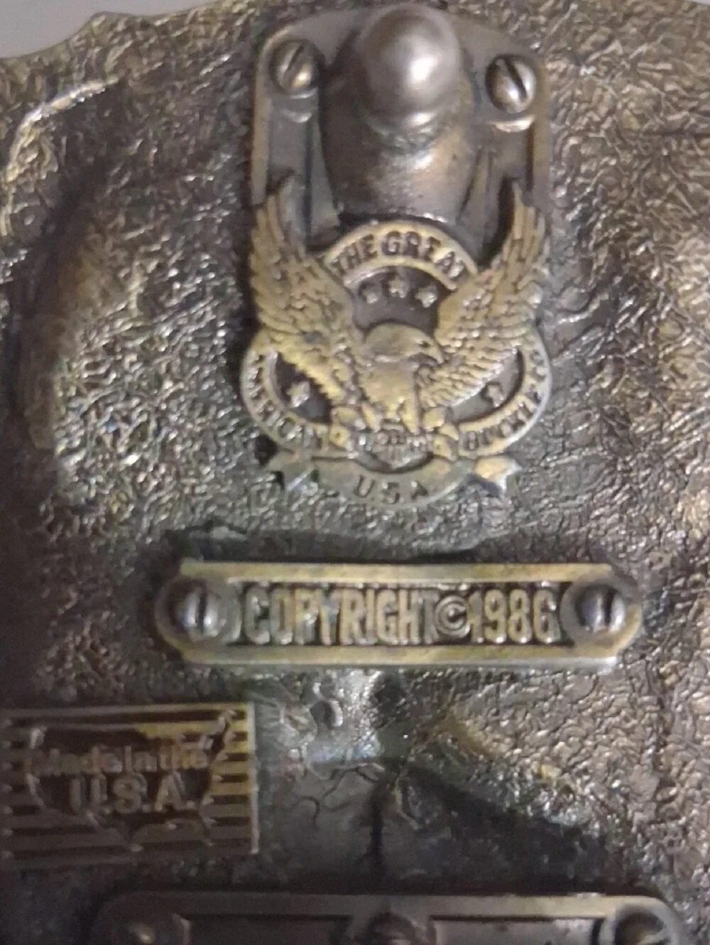 Vintage 1986 The Great American Buckle Co Ironworker Belt Buckle Made In USA